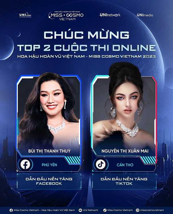 Lộ diện top 2 cuộc thi ảnh online 'Hoa hậu hoàn vũ Việt Nam - Miss Cosmo Vietnam 2023'