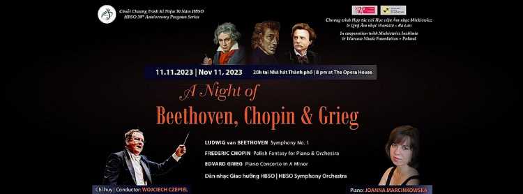 Đêm nhạc Beethoven, Chopin và Grieg: Chương trình hợp tác với Học viện âm nhạc Mickiewicz và Quỹ âm nhạc Warsaw - Ba Lan